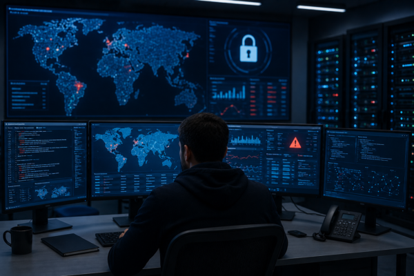 Cyber security analysts monitoring global ransomware attacks linked to the Gentlemen cyber crime group